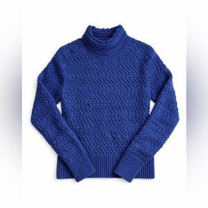 DREYDEN Royal Blue Merino Cable Knit Turtleneck Sweater L | RTR